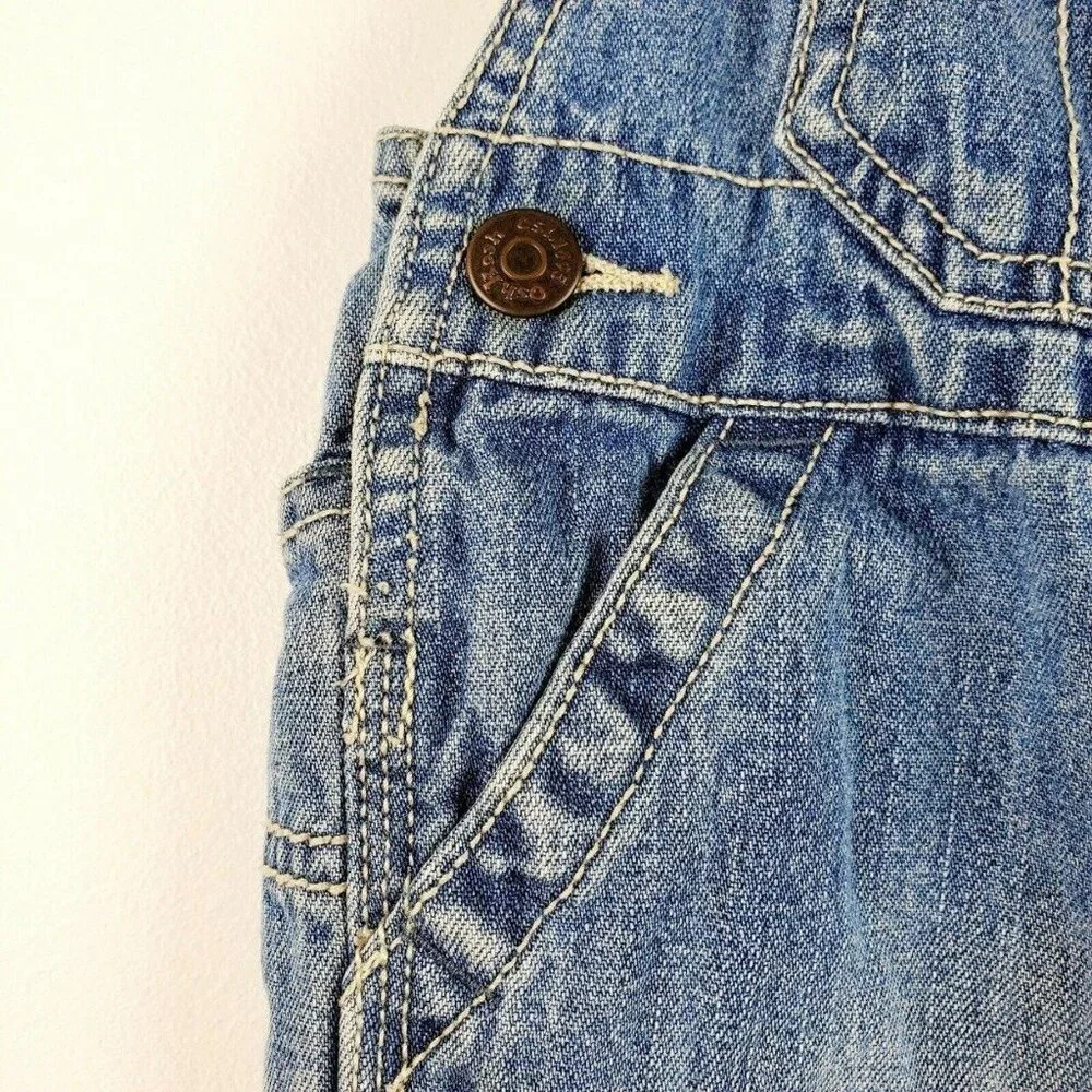 OshKosh Bgosh Vestbak Infant Boys Denim Jean Carpenter Overall Shorts 12 Months